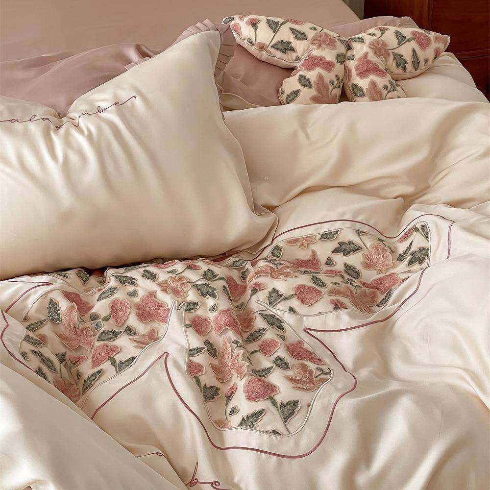 意式蝴蝶天丝刺绣纯手工珠片双层打涧花边亲肤卧室四件套,金属材料及制品,金属加工件/五金加工件,淘宝优惠券,粉丝福利购,淘宝优惠卷