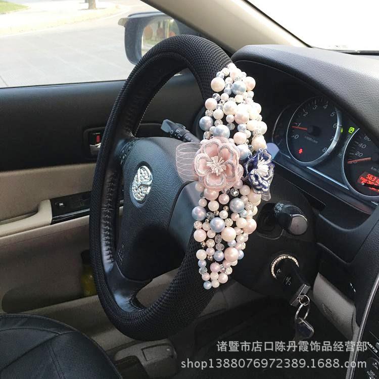 汽车方向盘套四季通用女款冬季短毛绒防夏季滑冰丝车用把套薄款图片