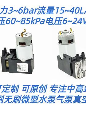 微型气泵12~24V流量10~40升压力3~6bar直流无刷有刷无油活塞泵