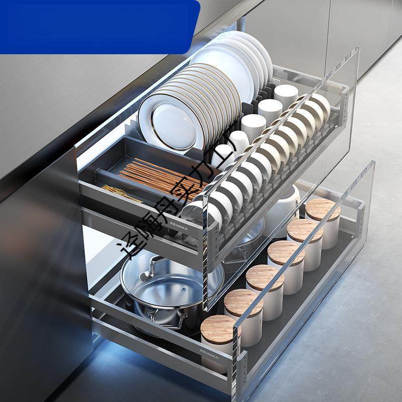 橱柜L系列升级版拉篮304不锈钢纳米抗菌底板抽屉拉篮双层碗篮,特色手工艺,其他特色工艺品,淘宝优惠券,粉丝福利购,淘宝优惠卷