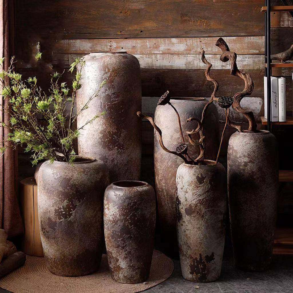 复古陶瓷花瓶客厅插花摆件大号落地陶罐粗陶干花装饰现代土陶花盆,机械设备,其他机械设备,淘宝优惠券,粉丝福利购,淘宝优惠卷