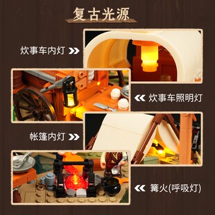 Funwhole西部系列牛仔营地拼搭积木益智玩具桌面摆件生日礼物