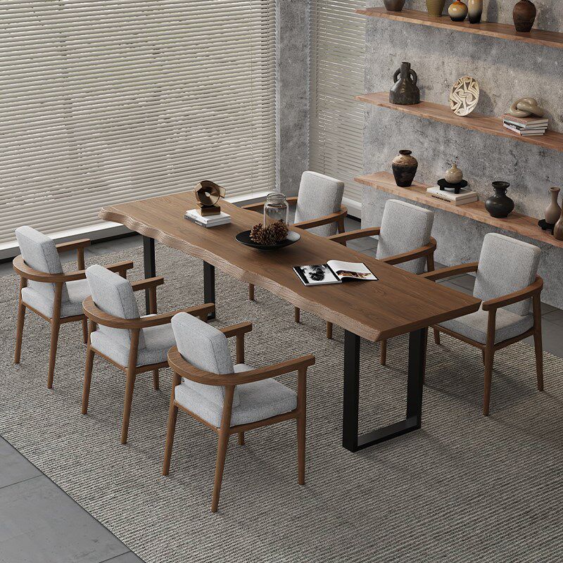 中古风全实木办公桌工业风会议桌长桌复古书桌原木大板工作台