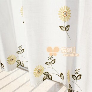 田园雏菊 橱柜帘门帘半帘穿杆帘 清新厨房窗帘帘头成品咖啡帘短帘