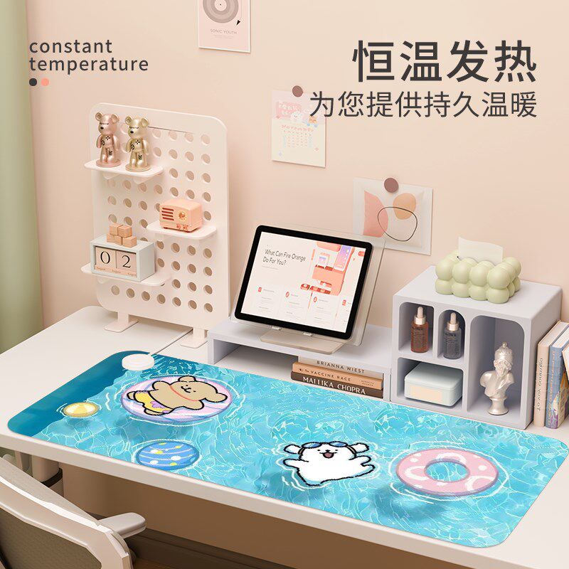 线条小狗加热童标垫左开关冬季暖USB暖手鼠标垫