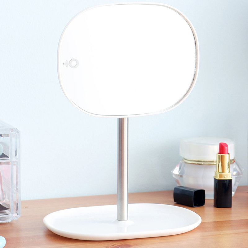白色立镜b化妆镜台式可旋转简约公主镜子女书桌面学生宿舍梳妆镜