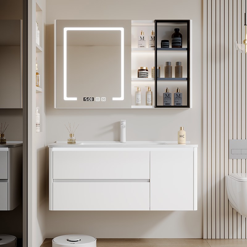 现代简约不锈钢蜂窝铝p填充智能组合浴室柜卫生间陶瓷一体盆洗漱