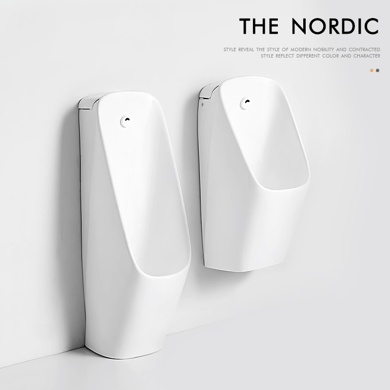 酒店化妆室d小便斗自动感应一体落地式陶瓷小便池壁挂男士小便器