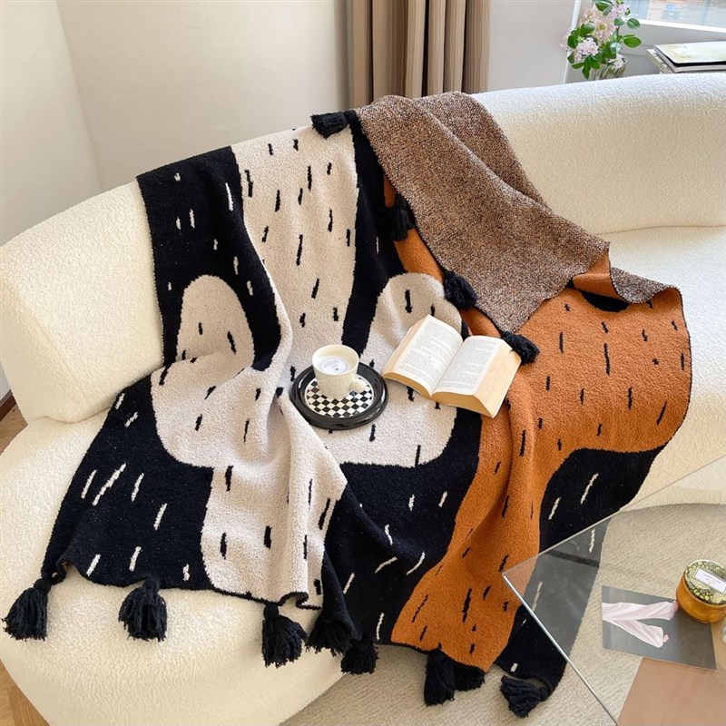 田园风仙人柱半边绒毛毯沙发毯盖毯办公室民宿装饰U简约客厅空调