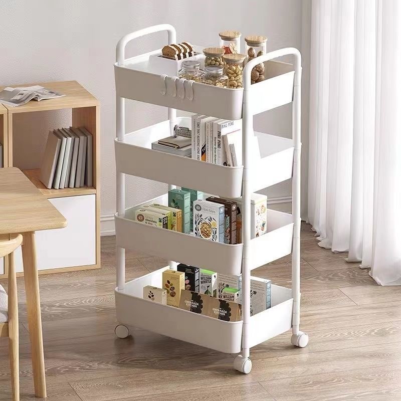 小推车置物架家用厨房移动卧室床头书H架卫生间收纳柜宽松挂钩落
