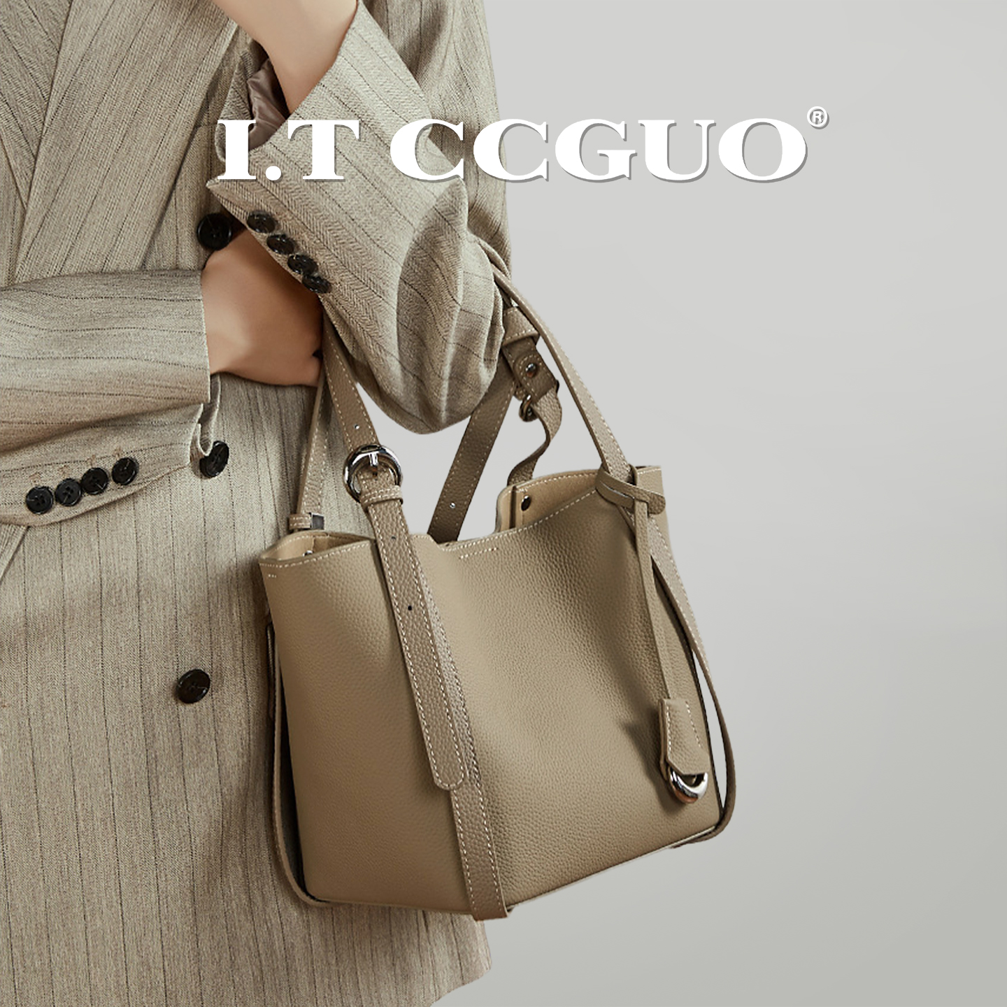 头层牛皮小众水桶包菜篮子包