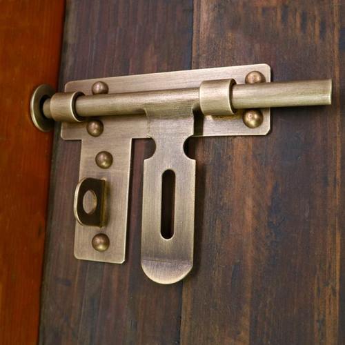 单开门栓仿古纯铜黄铜门锁实木中式老式栓铜锁木门茶楼复古明插销