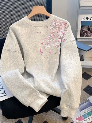 2025新款秋冬季圆领卫衣男生美式复古重磅加绒加厚长袖百搭上衣服