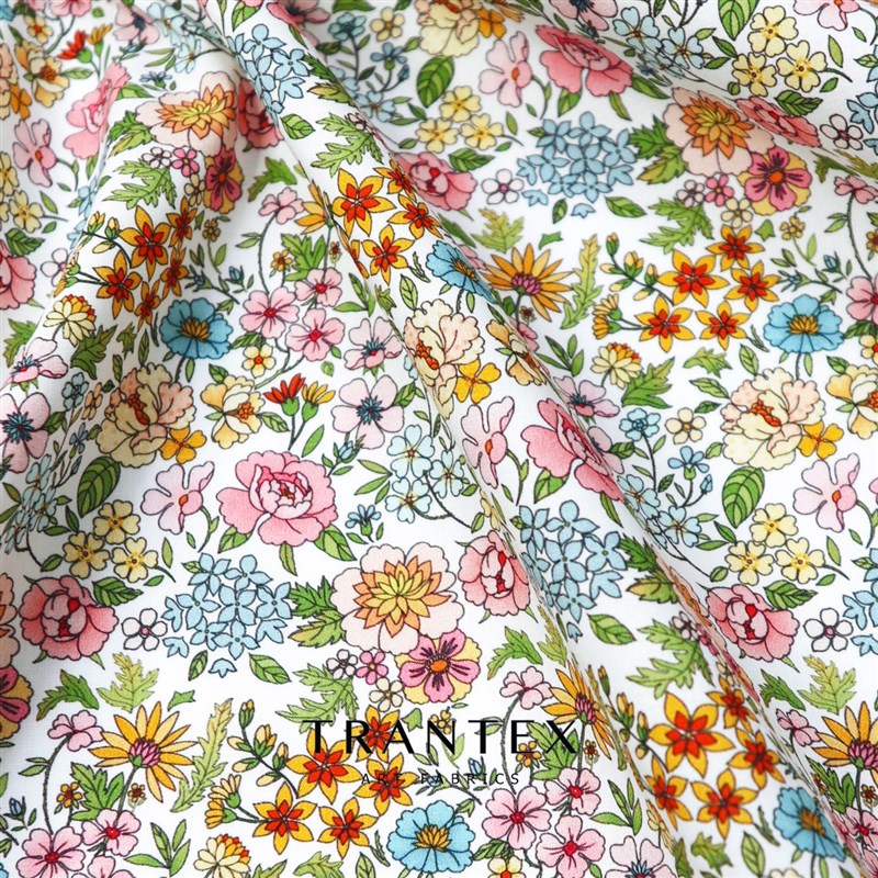 天冉艺纺100支长绒棉全棉印花服装连衣裙布料面料花花世界