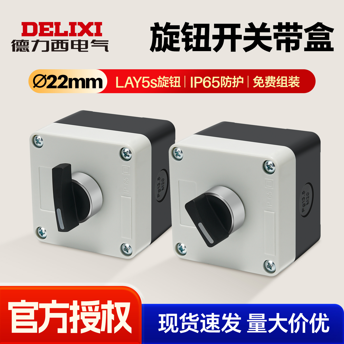德力西旋钮选择开关盒防水防尘