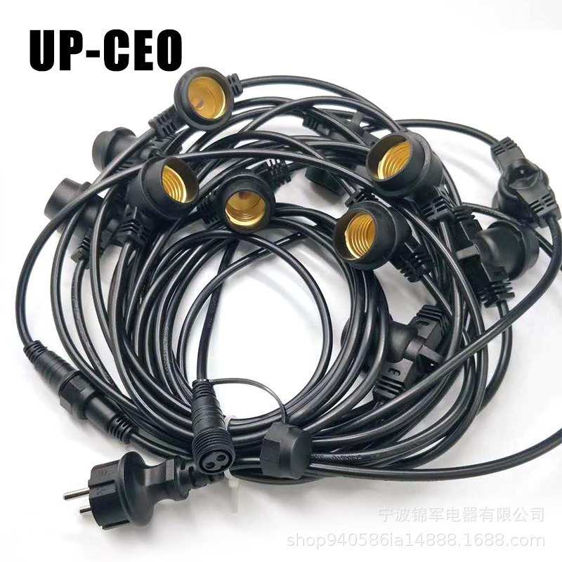 厂商供应E26防水灯串线 灯窜线防水E27灯头电源线防水接头