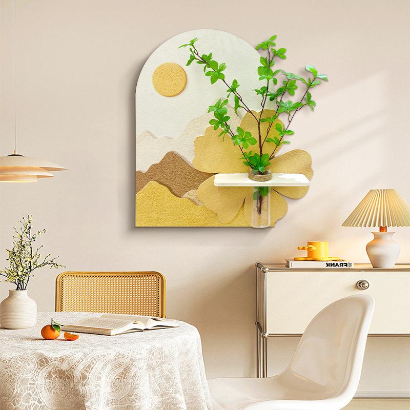 餐厅装饰画奶油风带花瓶墙上壁画可水培植物鲜花创意挂画饭厅墙画