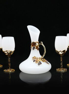 教师节送礼琅琉璃玉红杯烫金印花高档礼品高脚杯酒具套装厂家