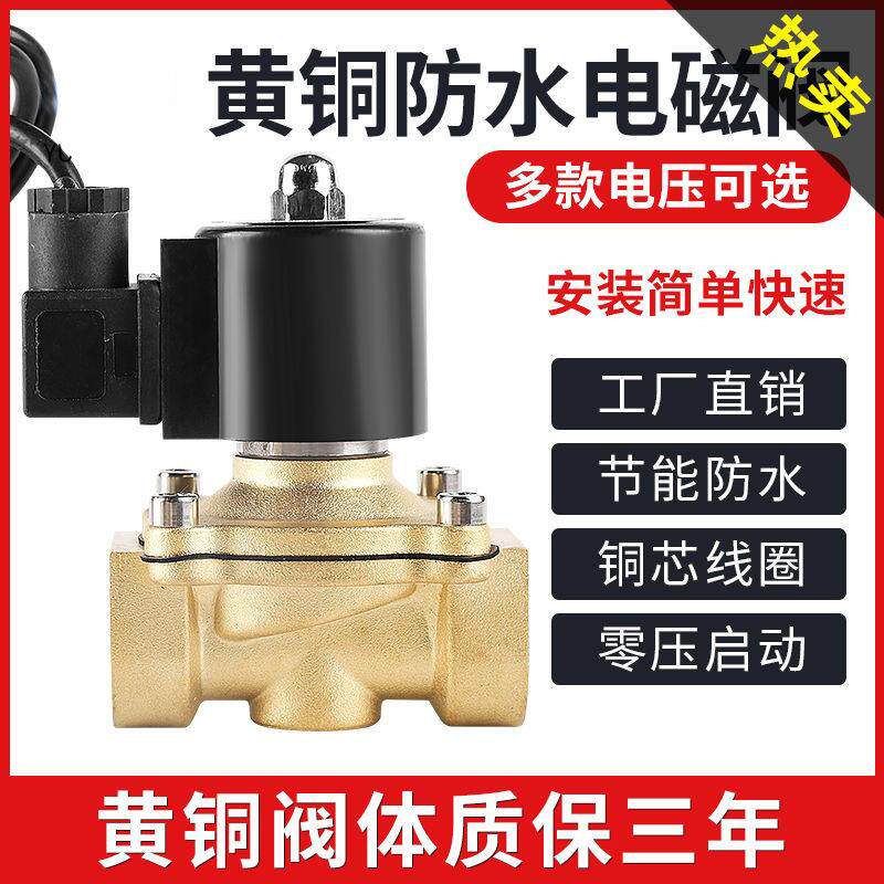 常闭水下通喷泉防水电磁阀水阀地埋电动控制开关 6分1寸220v24V