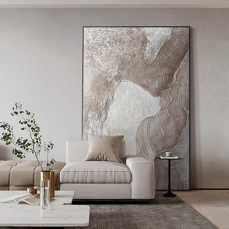 手绘油画简约抽象客厅装饰画大气轻奢玄关餐厅挂画酒店别墅墙壁画