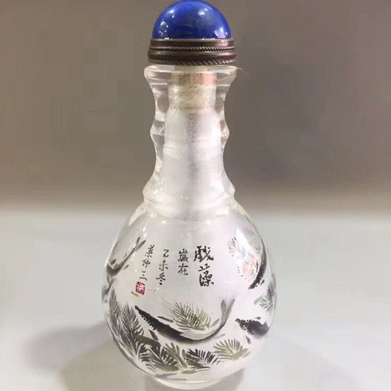 中国风纯手工绘制特色琉璃工艺品 瓶内画鼻烟壶商务礼品摆件饰品