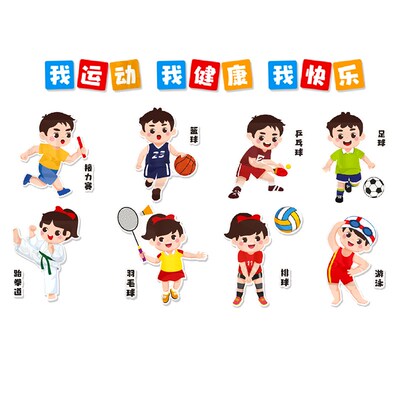 儿童动育运体会主题墙贴幼儿园环创班级文化布置教装墙面室饰成品