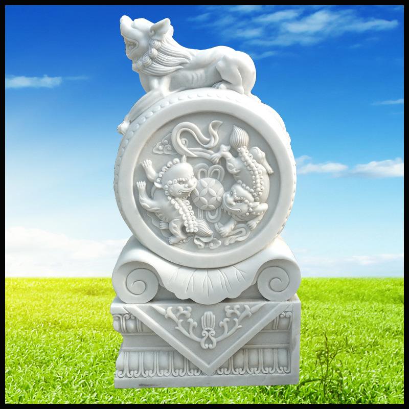 石雕抱鼓门墩 汉白玉门墩现货 门口仿古拴马桩摆件厂家制作销售