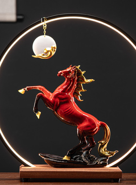 新中式客厅玄关酒柜马摆件装饰工艺品办公室书房摆设乔迁开业礼品