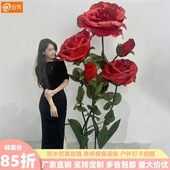 纸艺仿真花大型手工纸花褶皱玫瑰花商场橱窗美陈婚礼现场装 饰道具