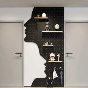 ?洞洞板实木定 制入户法式中古风装饰收纳架墙上挂衣艺术玄关置