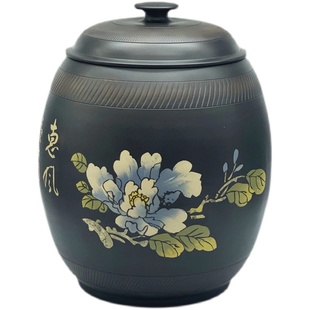 云南建水紫陶小水缸家用茶叶罐抽水水罐12升茶罐陶罐建水紫陶水缸