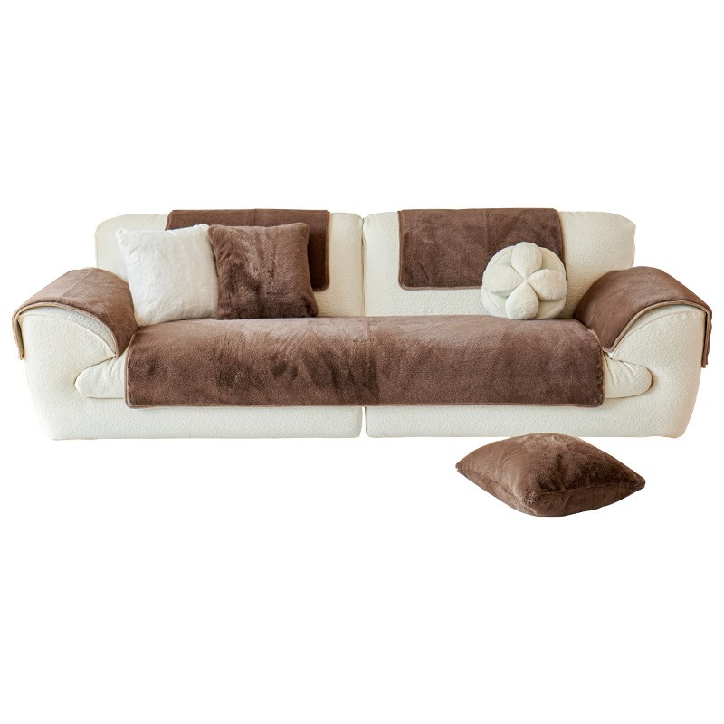 加厚毛绒沙发垫冬季防滑三座一贵妃皮坐垫套J罩2024新款扶手盖布