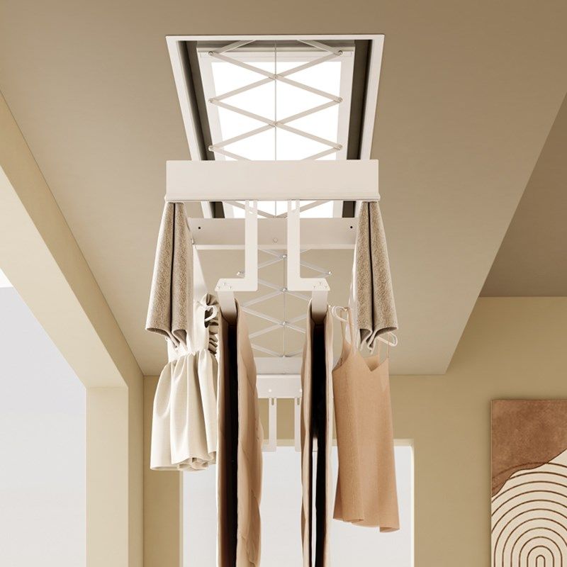 隐形晾衣架电动遥控升降阳台凉自动超薄智能嵌入式暗隐藏晾衣机杆