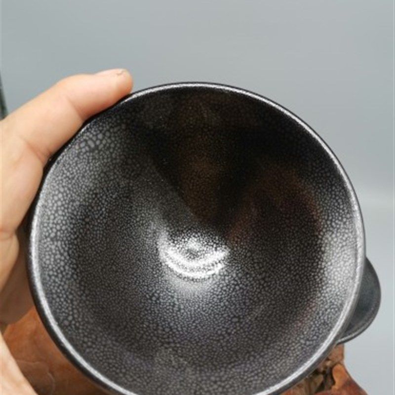 博山陶瓷雨点天目釉复古主人杯茶杯单个人杯功夫茶具品茗杯不烫手