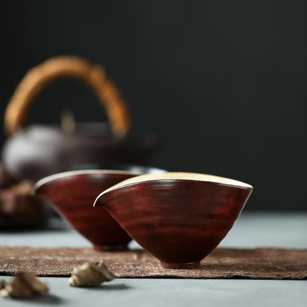 晴先生纯手工手作陶泥公道杯紫金边异形公杯中式复古分茶器140ml