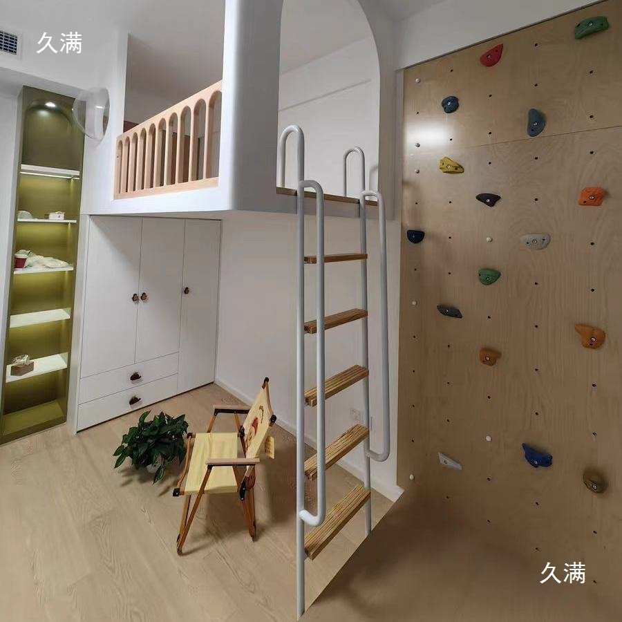 树屋梯儿童房落地梯家用楼梯高扶手上下双层床挂梯阁楼梯