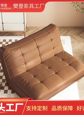 现代复古轻奢简约皮质沙发椅网红家用客厅小户型懒人直排休闲沙发