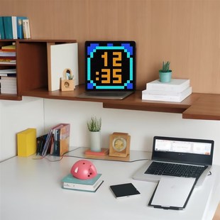 LED像素屏时钟闹钟科技感桌搭摆件装饰氛围灯电子数字钟智能礼物