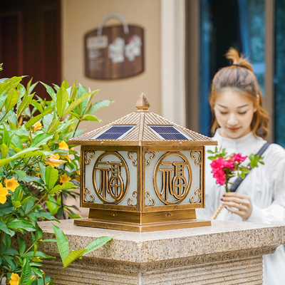 围墙柱头灯太阳能户外庭院灯防水室外门柱灯花园别墅大门家用超亮