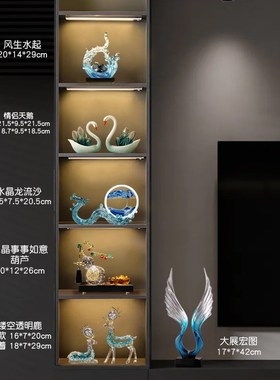 中式招财鹿摆件高档玄关客厅酒柜电视柜办公室装饰品创意家居水晶