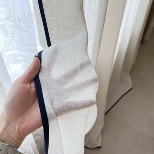 法式自带帘头亚麻纱帘透光不透人诧寂风阳台客厅隔断衣帽间门帘