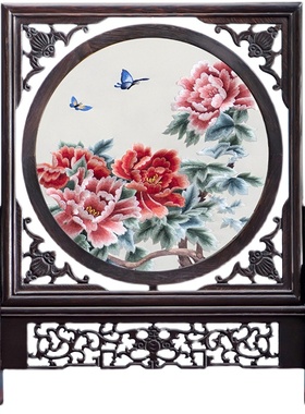 双面刺绣台屏中式工艺品桌面摆件送礼领导屏风摆设玄关礼物大摆件