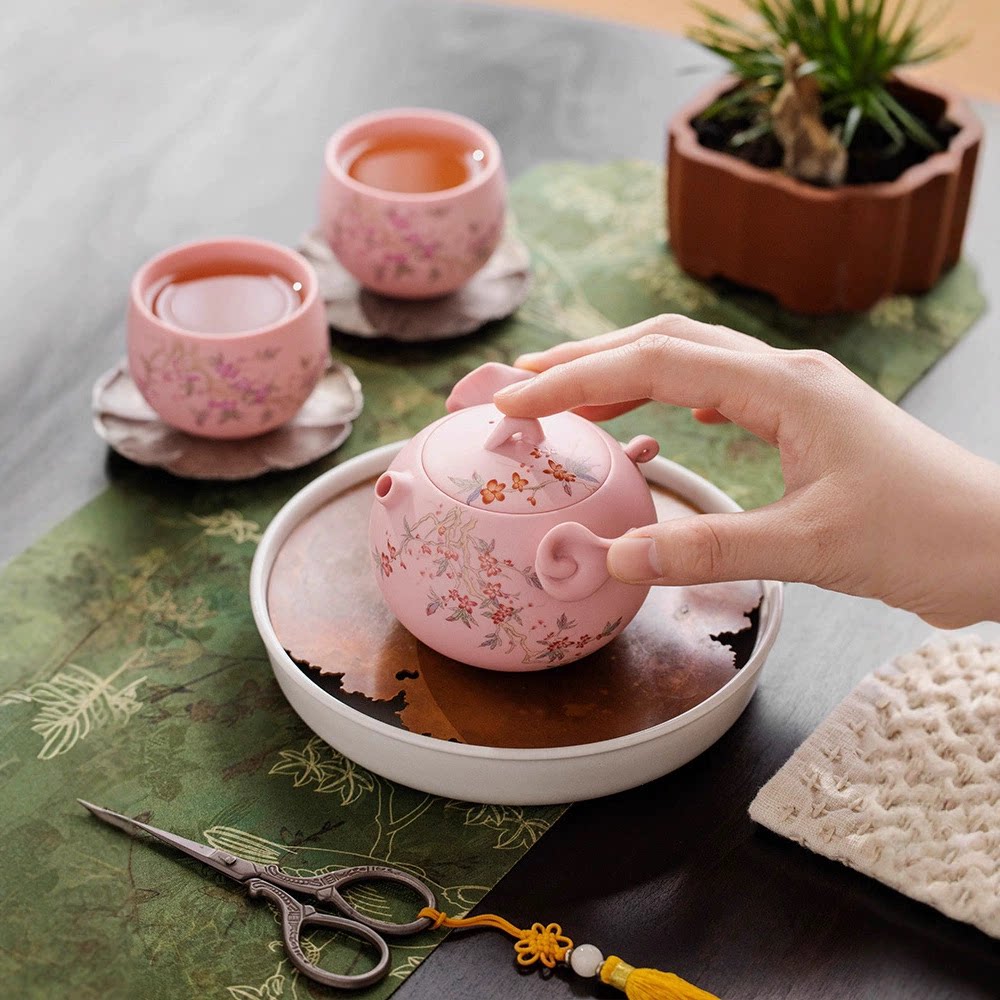 高档创意粉色手工紫砂茶壶泡茶专用茶杯西施壶手抓壶茶具防烫单壶