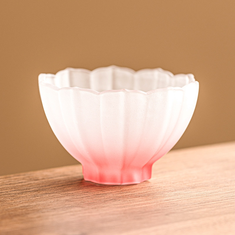 古法莲花琉璃杯渐变玻璃杯子个人专用茶杯精致单个茶具喝茶主人杯