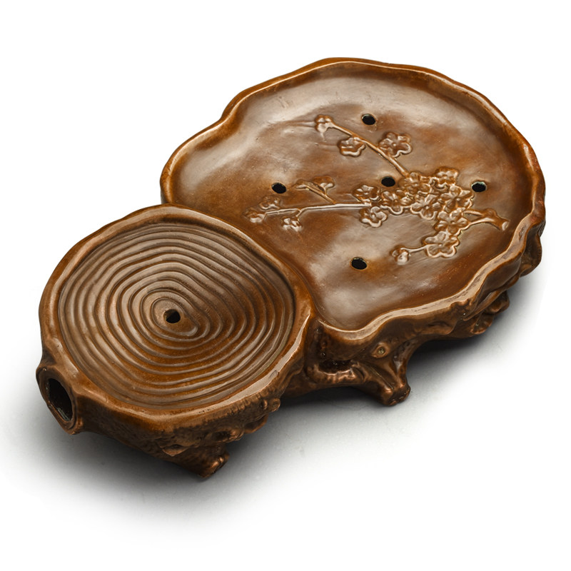 手工纯紫铜茶盘家用干泡台储水式壶承套装高端轻奢一张铜打无焊接