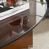 网红创意客厅圆形玻璃茶几轻奢现代小户型简约花几桌子办公室极简