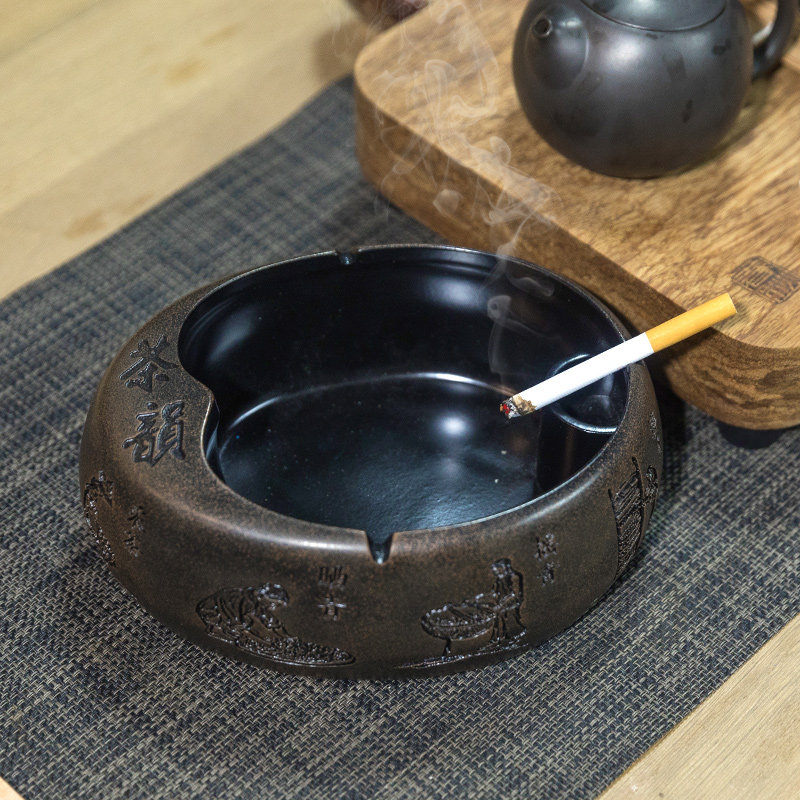 中式创意烟d灰缸家用大号个性防风茶几烟缸客厅办公室茶桌装饰烟