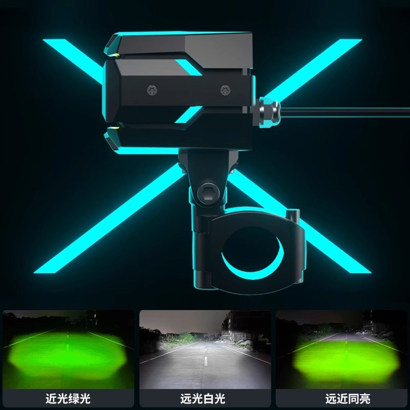 石栏摩托车LED射灯XT10MAX外置辅助大灯改装远近光透镜电动车爆闪