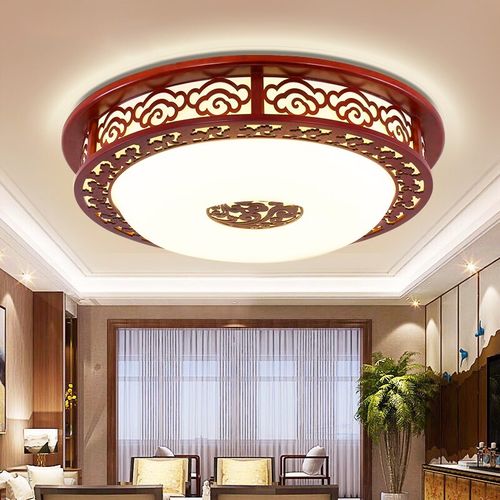 新中式实木吸顶灯客厅主卧室餐厅圆形中国风仿古中山灯具