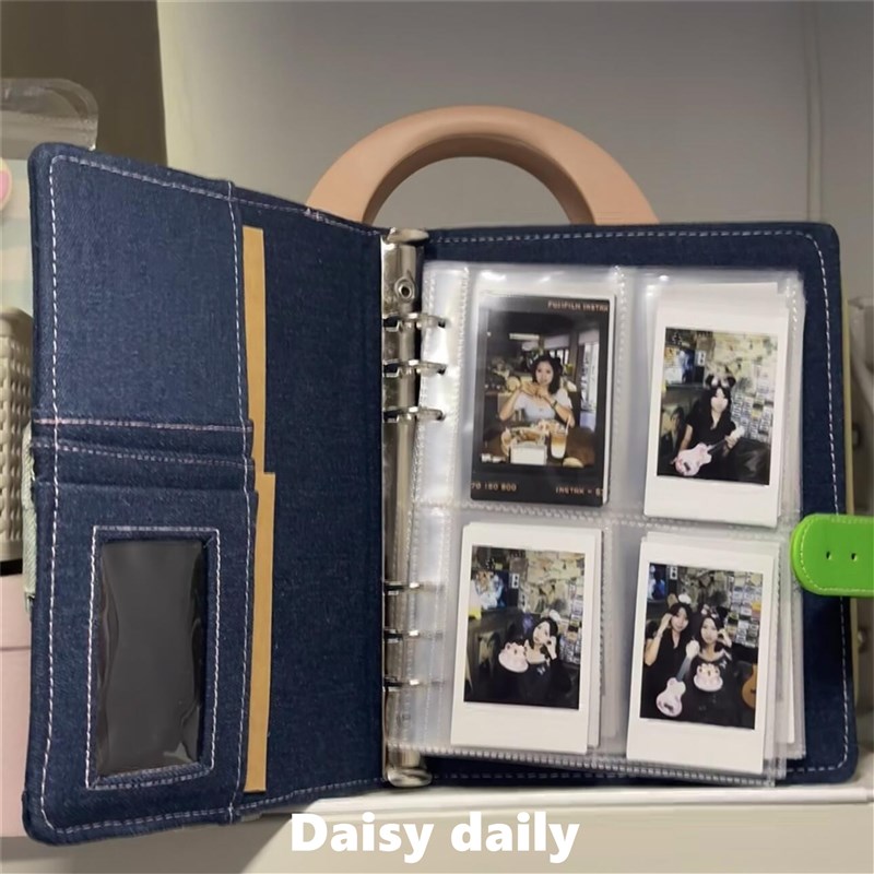 毛绒小狗牛仔卡册三寸拍立得四宫格收纳册活页diy小卡相册本礼物